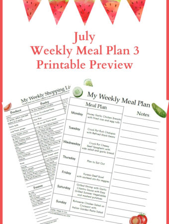 July Weekly Meal Plan Week 3 Printable Preview