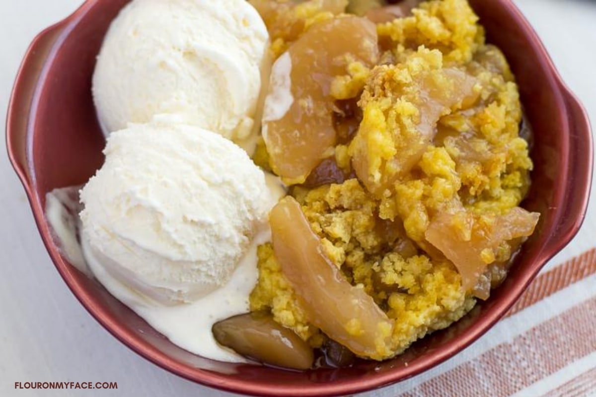 Caramel Apple Cake served with ice cream