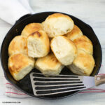 Sourdough Pinch Biscuits in a cast iron skillet fresh from the oven