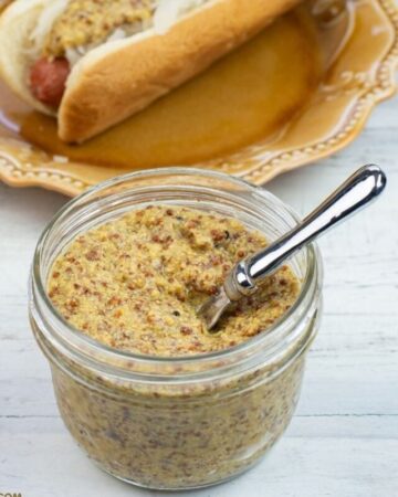 homemade grainy mustard in a jar