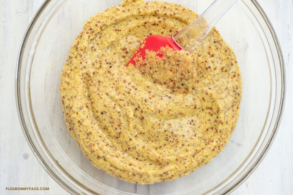 Homemade grain mustard in a large bowl
