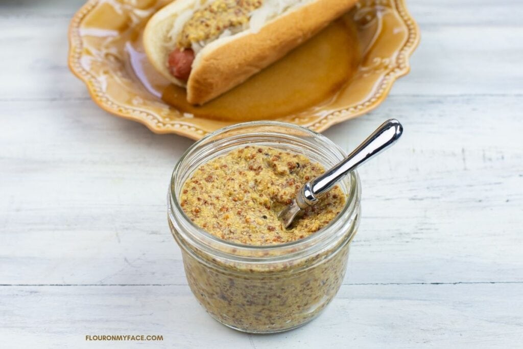 homemade grainy mustard in a jar