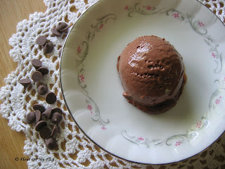 A scoop of Chocolate Gelato on a dessert plate