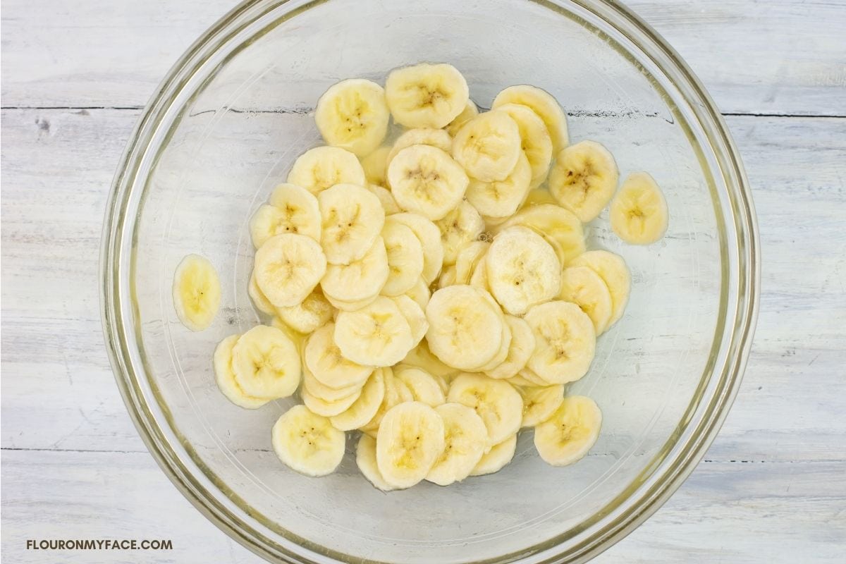 Banana slices in a bowl.