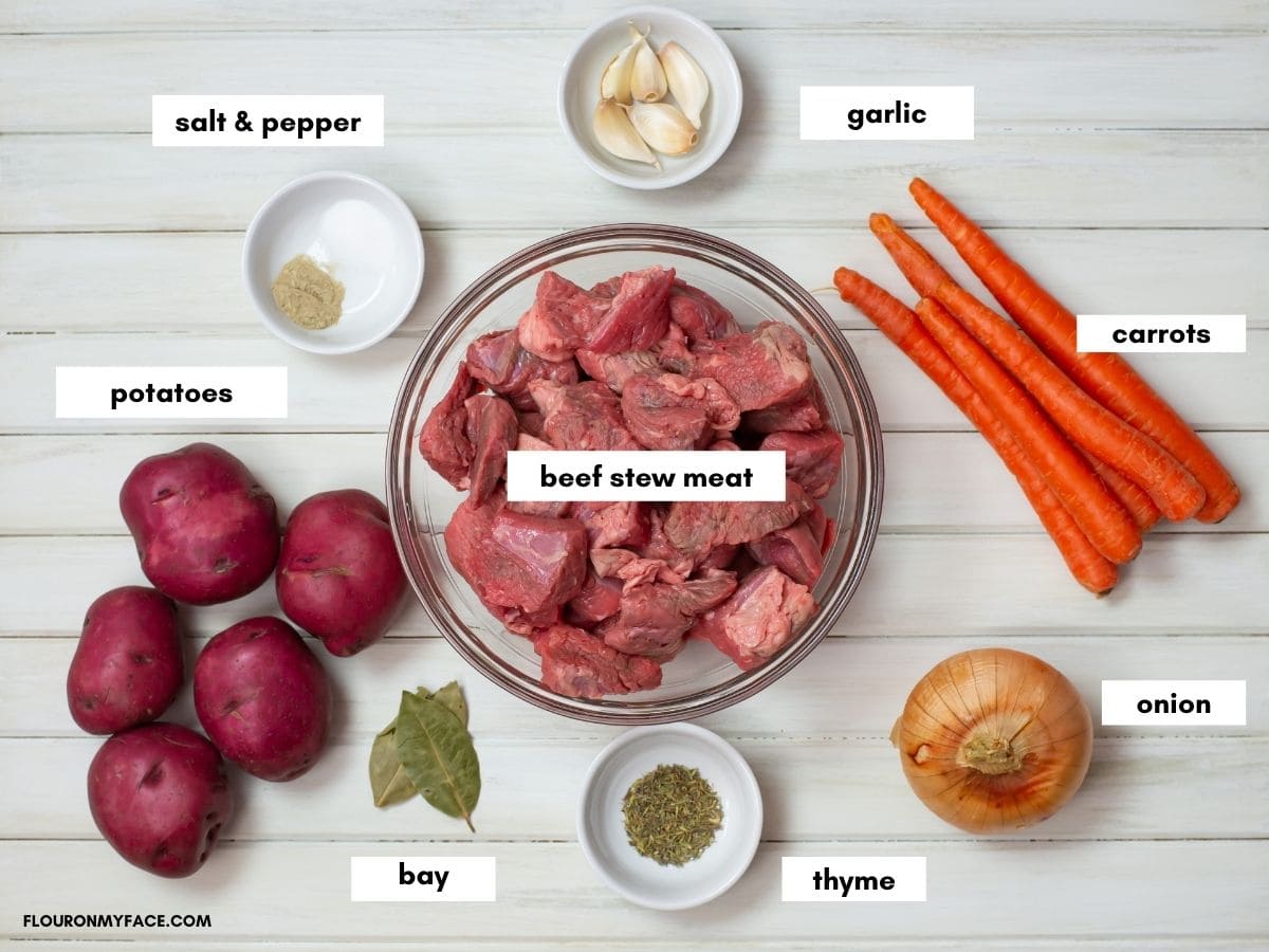 Beef stew ingredients.