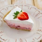 sliced strawberry pudding pie.