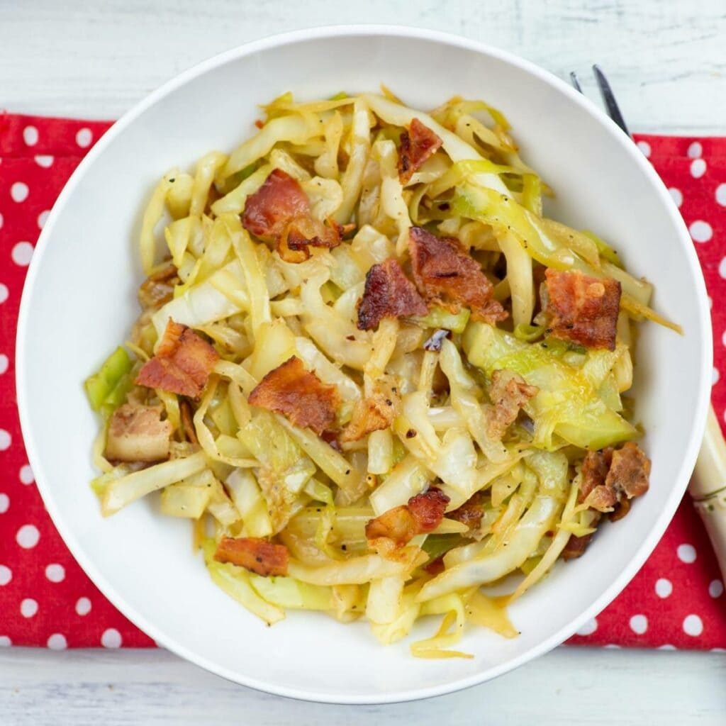 Fried Cabbage and Bacon Flour On My Face