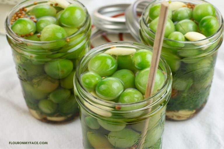 Pickled Green Cherry Tomatoes - Flour On My Face