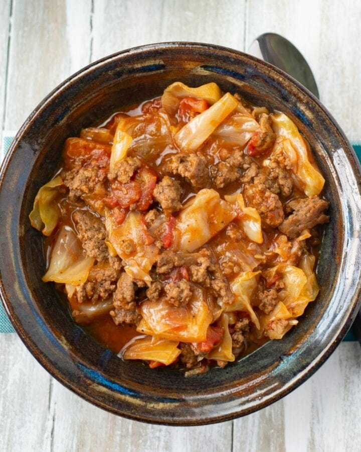Unstuffed cabbage in a bowl.