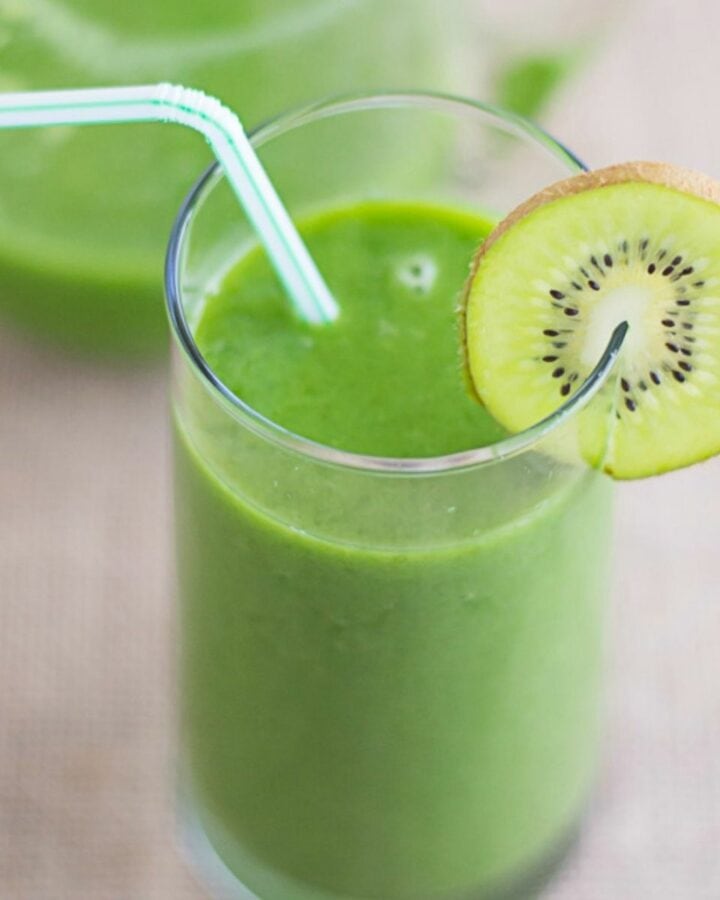 Kiwi Cucumber Smoothie in a tall glass.