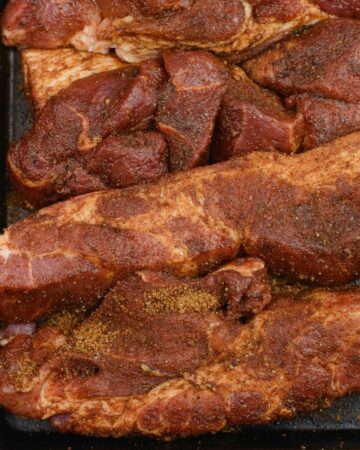 Country style pork rib covered in pork rub.