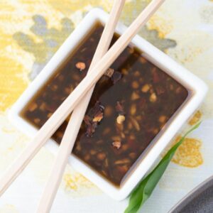 Asian Ginger Garlic Sauce in a small dipping bowl.