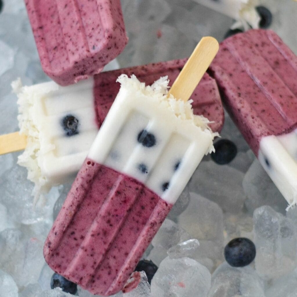 Blueberry Coconut Ice Pops - Flour On My Face