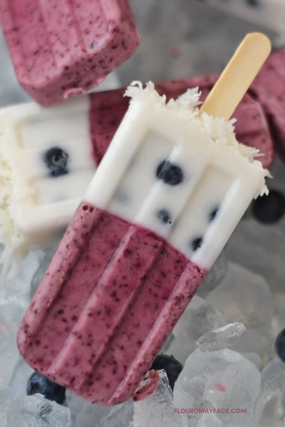 Blueberry Coconut Ice Pops - Flour On My Face