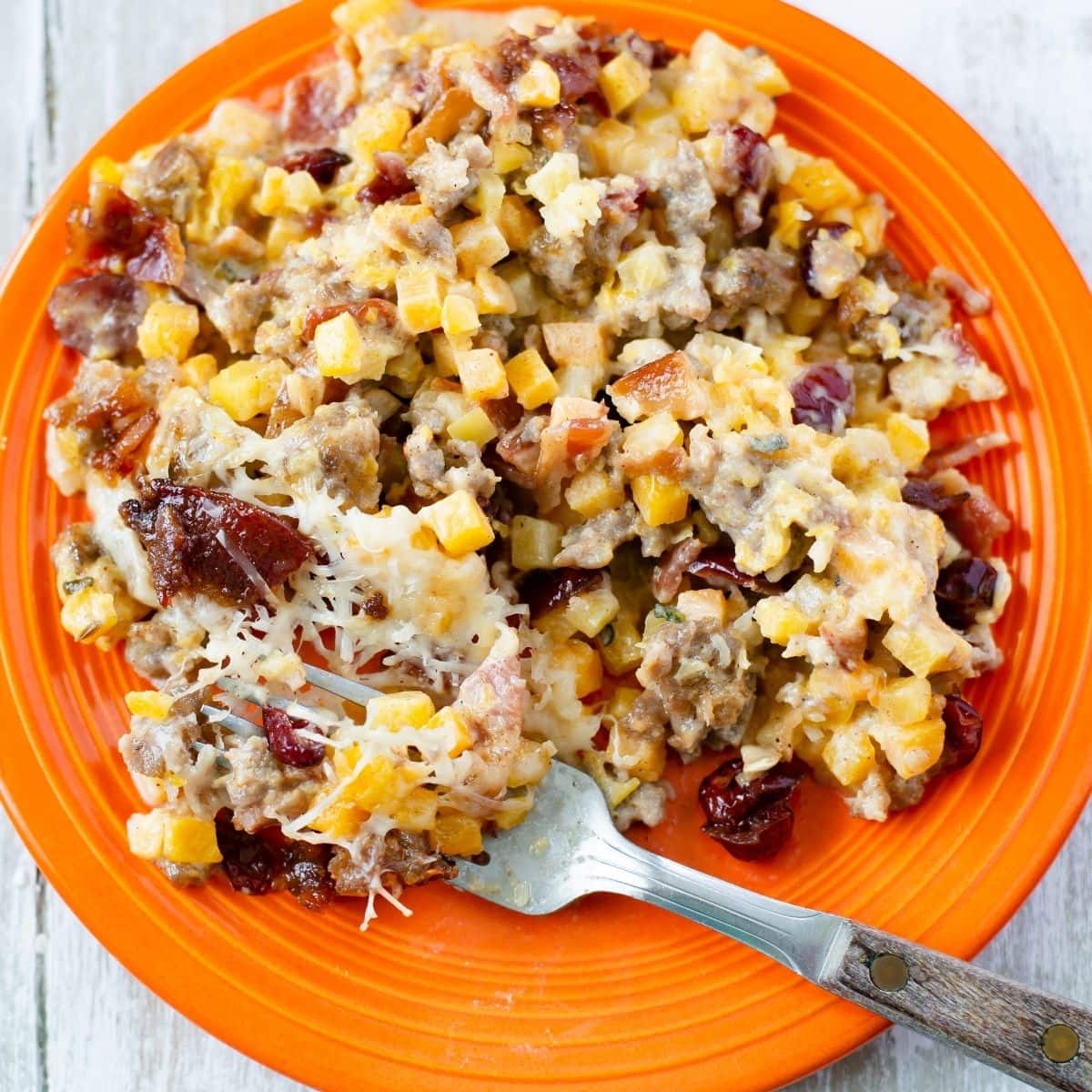 Butternut Squash Sausage Casserole with Brown Sugar Bacon Flour On My