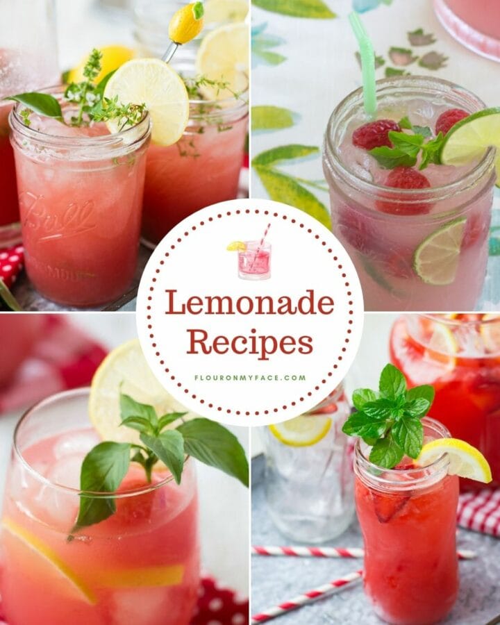 Collage image for 20 homemade lemonade recipe roundup.