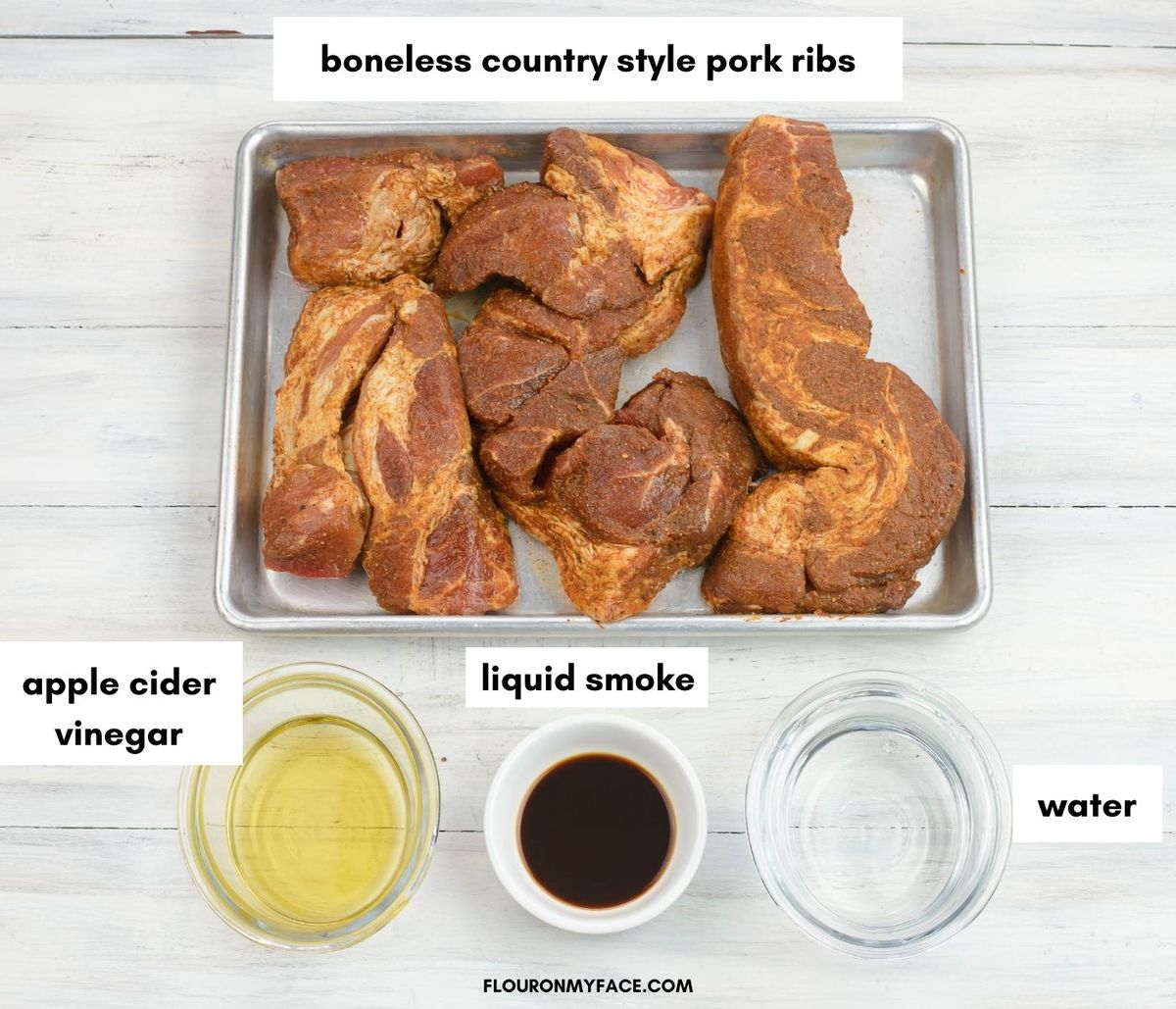 Image of the ingredients needed to pressure cook country style ribs.