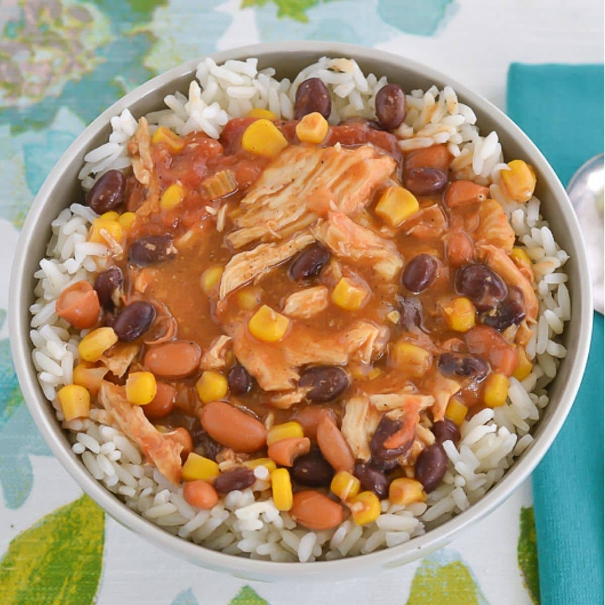 A bowl of Tex Mex Chicken Chili.