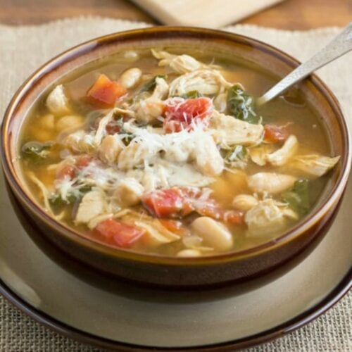 Crock Pot Tuscan Chicken Bean Soup - Flour On My Face