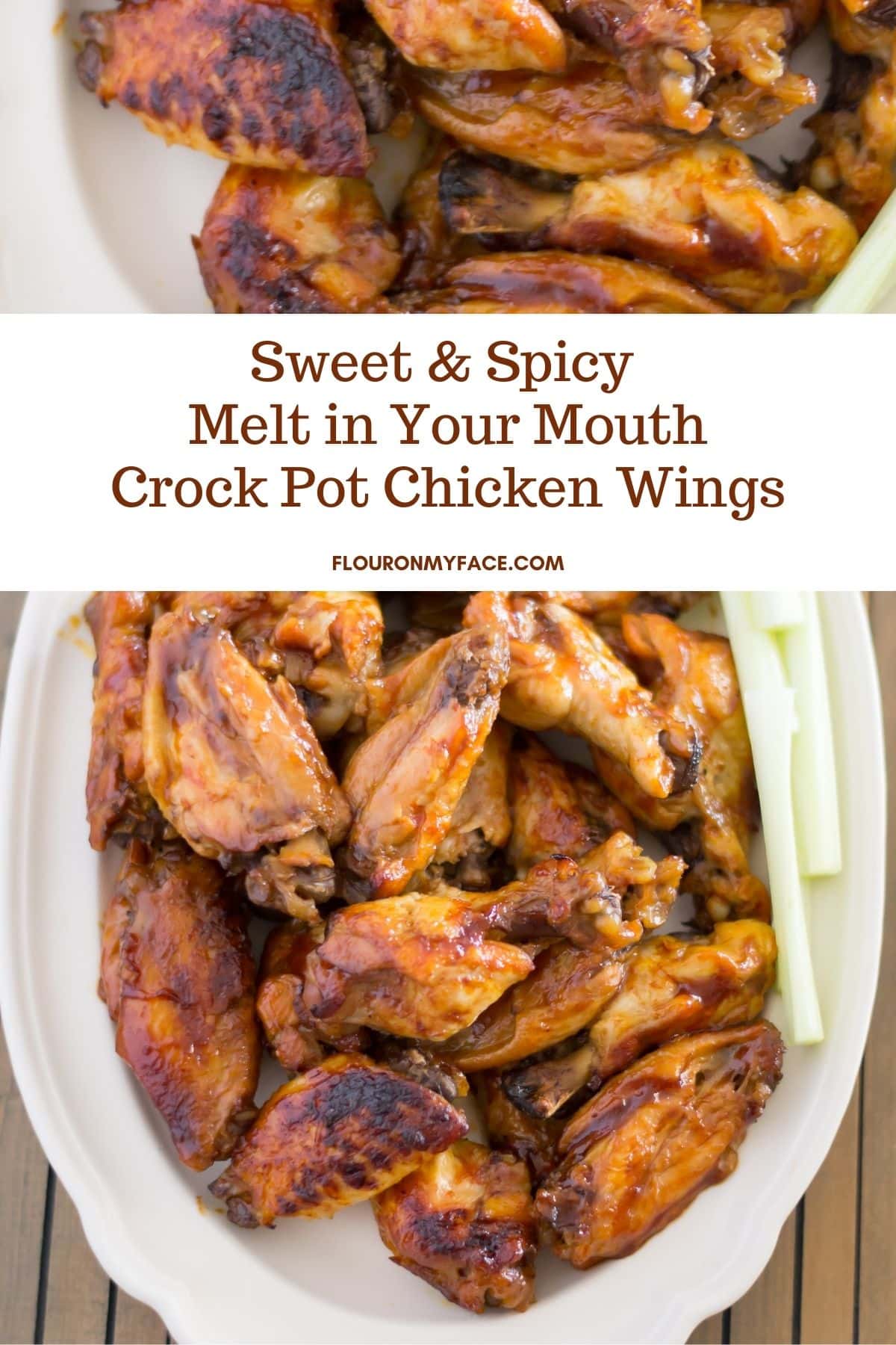 Sweet & Spicy Crock Pot Chicken Wings on a serving platter