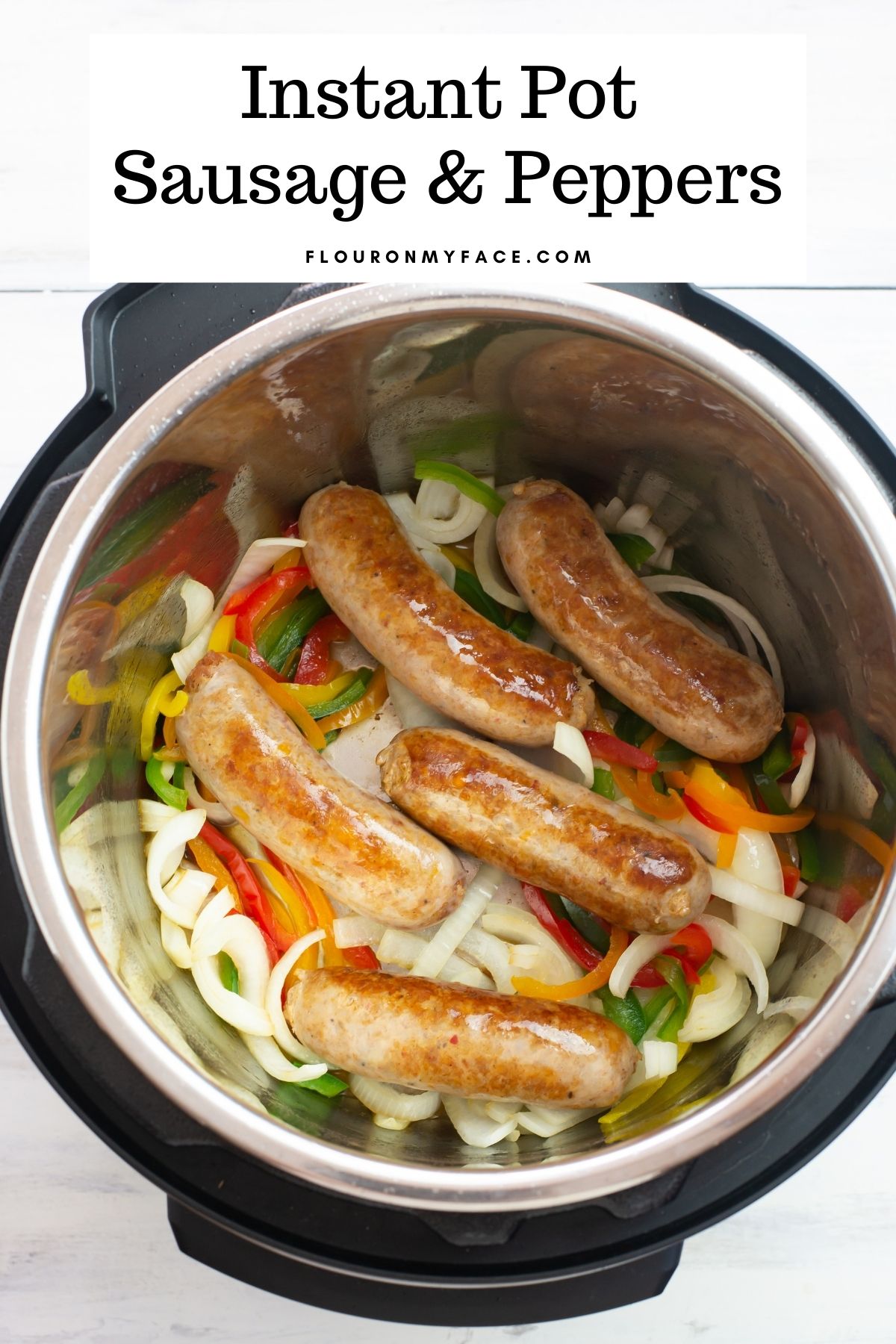 Overhead Instant Pot Sausage and Peppers 