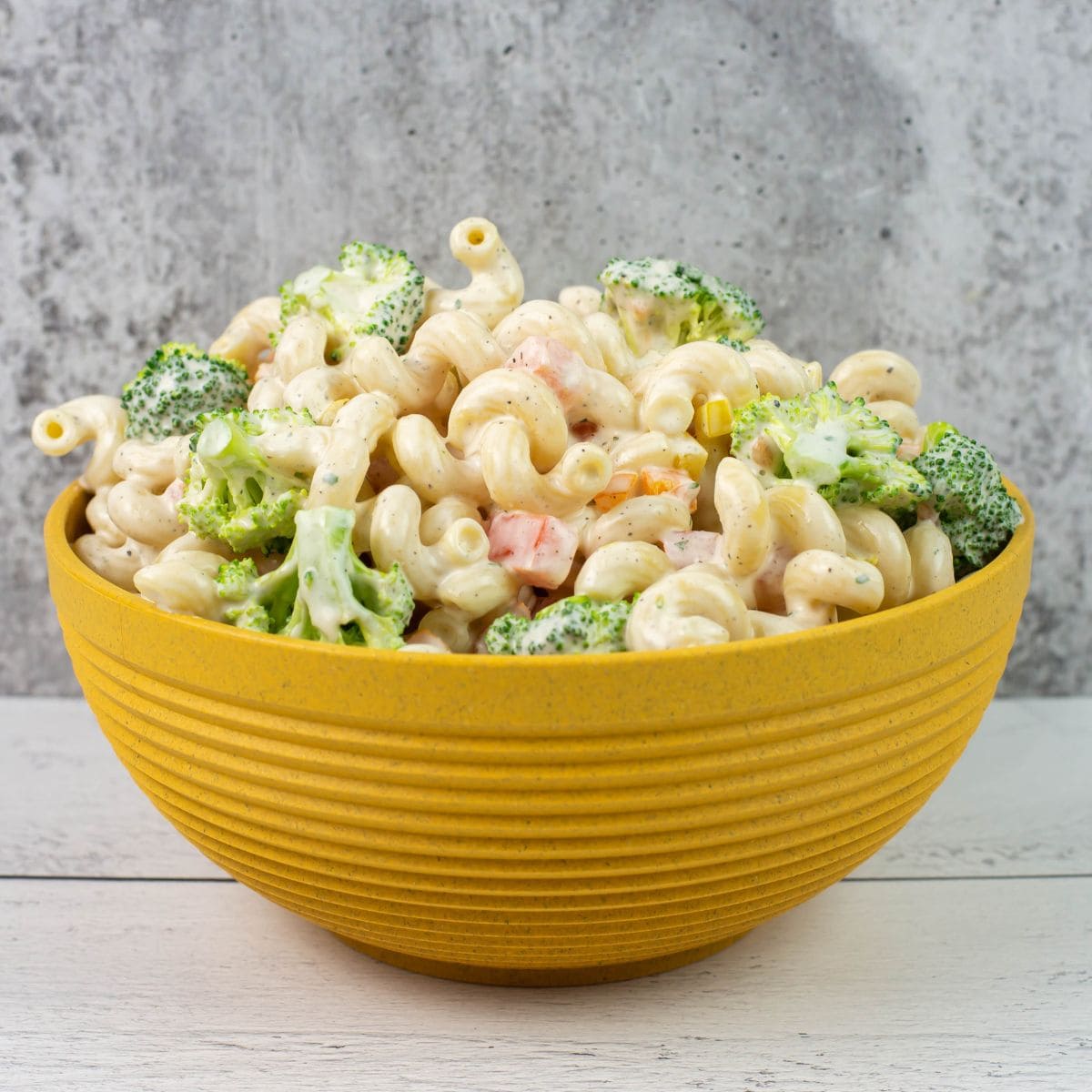 Buttermilk Ranch Medley Pasta Salad in a large gold serving bowl.