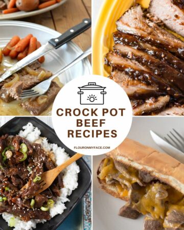 A collage of 4 crock pot beef recipes.