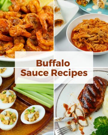 Photo collage of four buffalo sauce recipes.