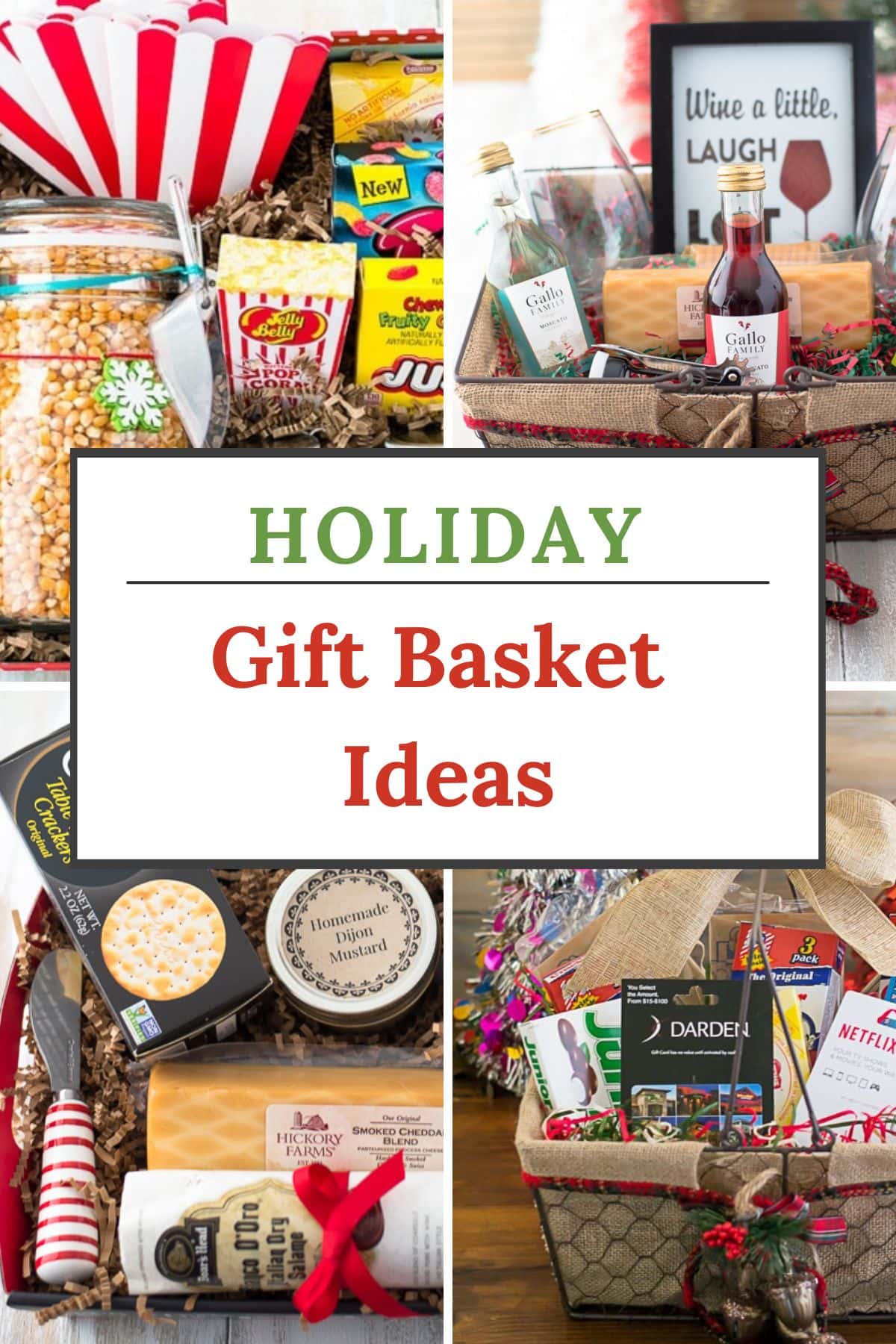 Featured collage image for gift basket ideas for a homemade holiday. 