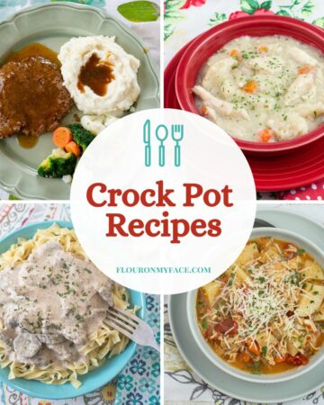 4 image collage featuring crock pot recipes.