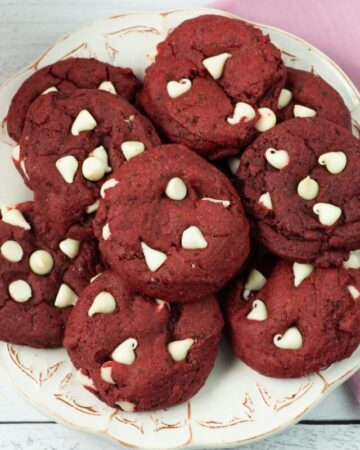 Red Velvet Cake Mix Cookies on a plate.