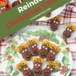 Vertical image featuring Reindeer Christmas cookies on a holiday plate.