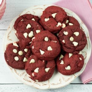 Red Velvet Cake Mix Cookies on a plate.