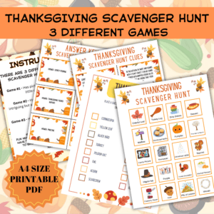 Thanksgiving Scavenger Hunt review image showing what is included.