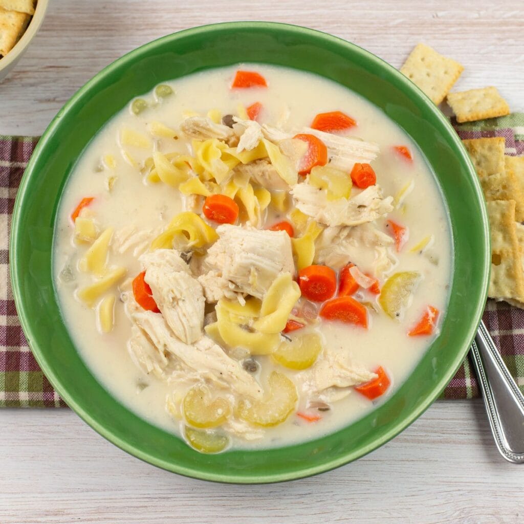 Crock Pot Creamy Chicken Noodle Soup - Flour On My Face