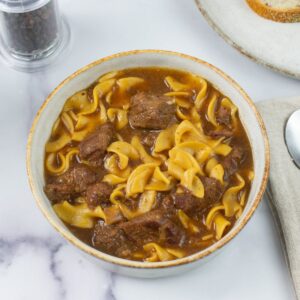 Instant Pot Beef and Noodles in a bowl.