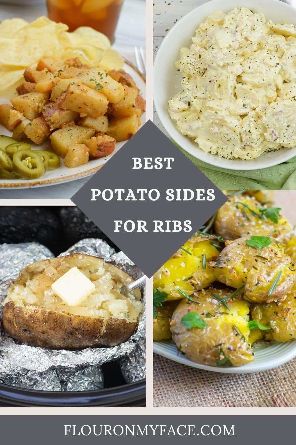 Large featured image with 4 previews of Potato Sides for ribs.