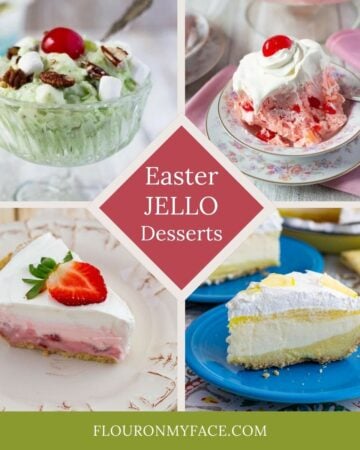 4 collage image of Easter JELLO Desserts.