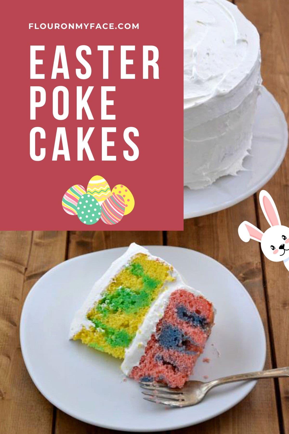 Large vertical image of an Easter Poke Cake.