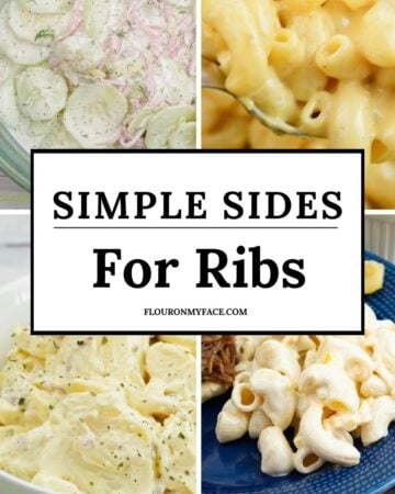 Four preview images of simple sides for ribs recipes.