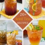 Large collage of 4 fruity iced tea recipes.
