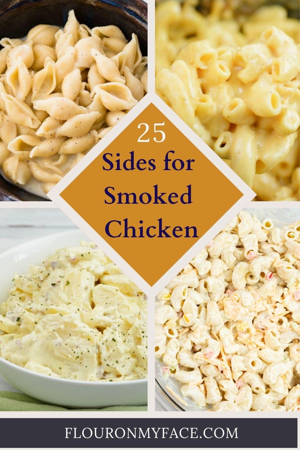 Collage images for 25 Side Dish recipes for Smoked Chicken.