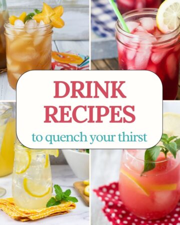 Collage image of 4 drink recipes.