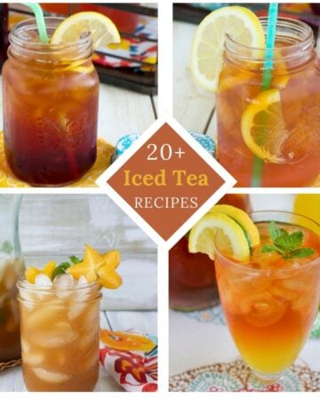 Collage of four iced tea recipes.