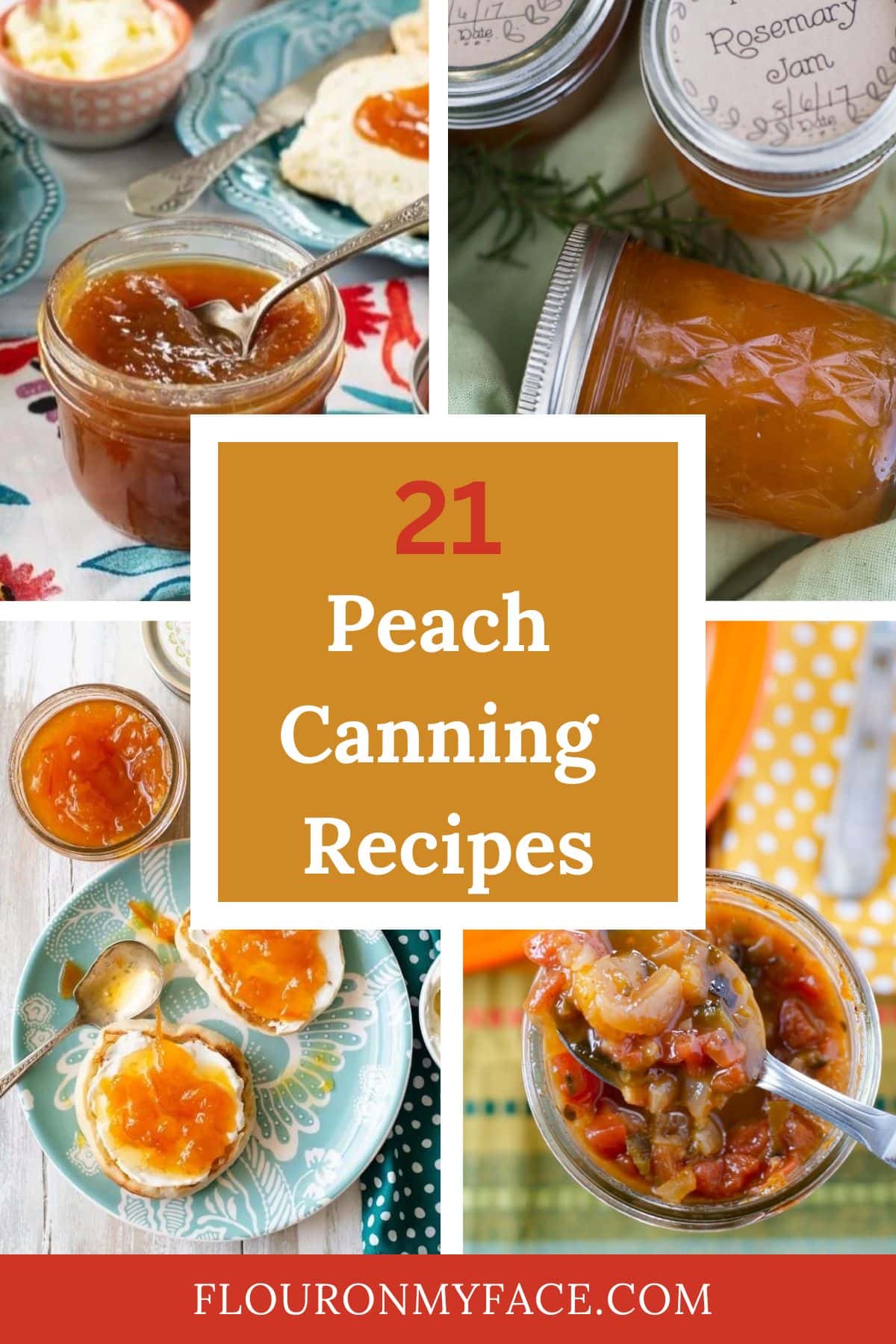 Image of 4 peach recipes for canning.