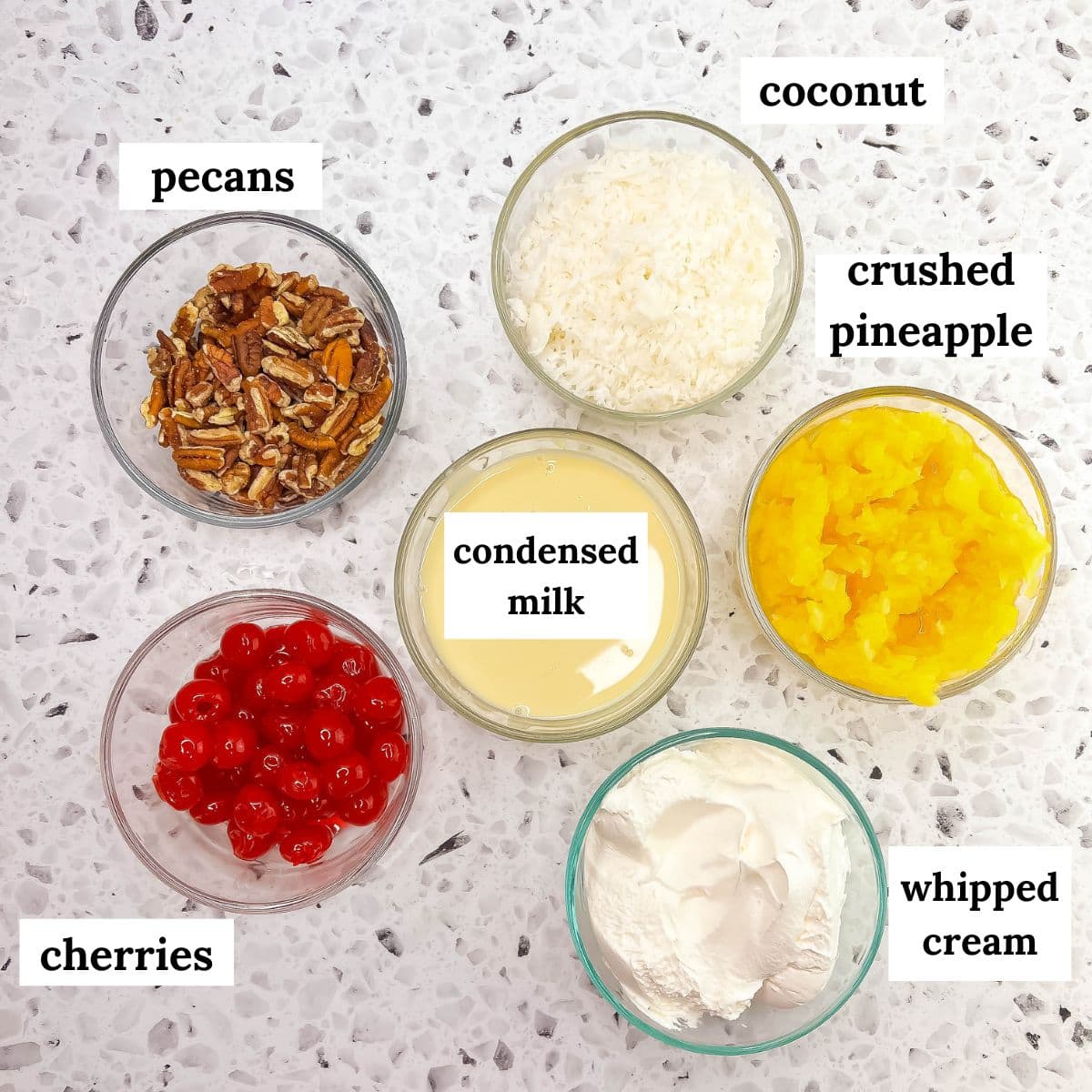 Ingredients premeasured in a small bowls.