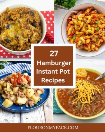 4 hamburger recipe preview image collage for hamburger instant pot recipes.