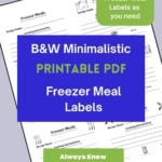 Long vertical image of a preview of freezer meal labels.