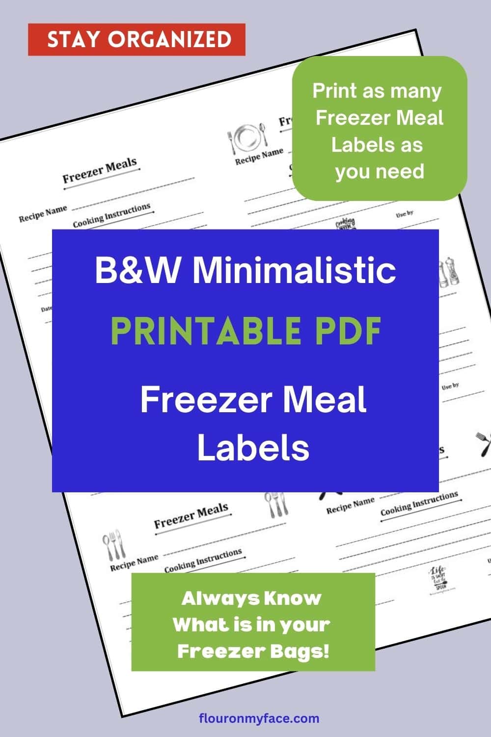 Long vertical image of a preview of freezer meal labels.