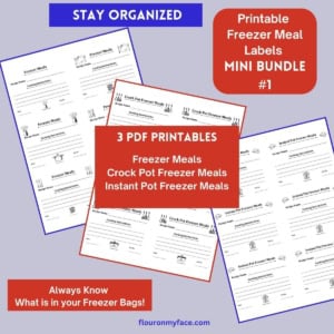 Preview of three printable Freezer Meal Labels.